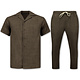 Twinset - Zomerset Heren - Linnen Look Overhemd Heren - Linnen Broek Heren - MG-011 - Bruin
