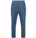 ENOS Twinset - Zomerset Heren - Linnen Look Overhemd Heren - Zomer Broek Heren - MG-011 - Blauw