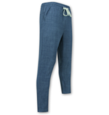 ENOS Linnen Twinset - Linnen Zomerset Heren - Linnen Overhemd Heren - Zomer Broek Heren - MG-011 - Blauw