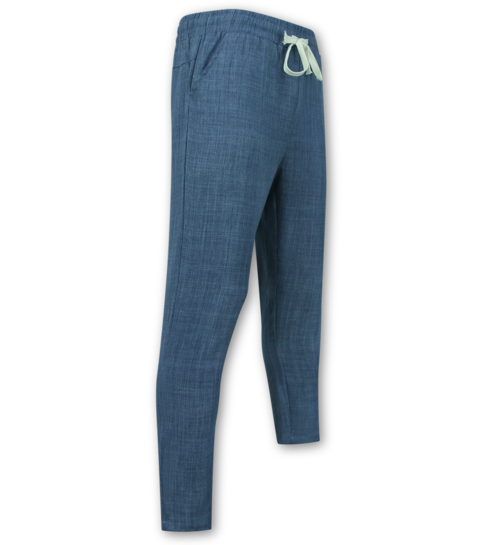 ENOS Twinset - Zomerset Heren - Linnen Look Overhemd Heren - Zomer Broek Heren - MG-011 - Blauw