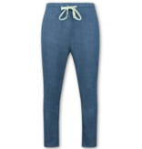 ENOS Twinset - Zomerset Heren - Linnen Look Overhemd Heren - Zomer Broek Heren - MG-011 - Blauw