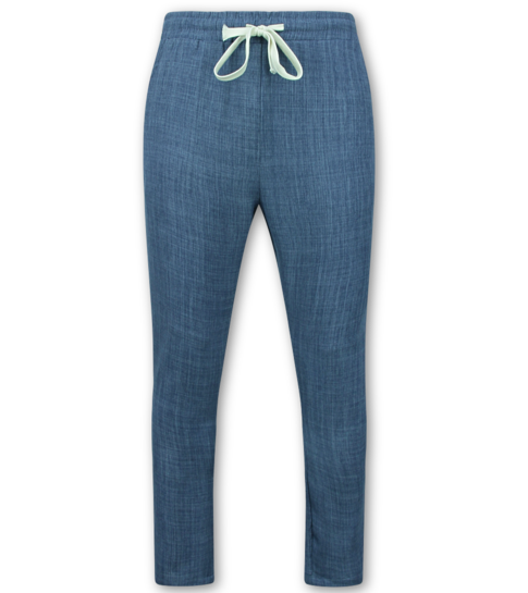 ENOS Twinset - Zomerset Heren - Linnen Look Overhemd Heren - Zomer Broek Heren - MG-011 - Blauw