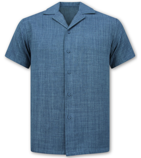 ENOS Linnen Twinset - Linnen Zomerset Heren - Linnen Overhemd Heren - Zomer Broek Heren - MG-011 - Blauw