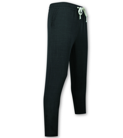 ENOS Zomerset Heren - Twinset - Linnen Look Overhemd Heren - Zomer Broek Heren - MG-012 - Zwart