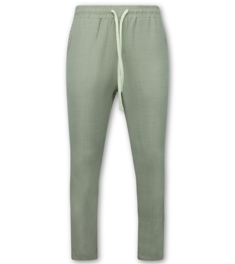 ENOS Linnen Look Zomerset Heren - Twinset - Linnen look Overhemd Heren - Zomer Broek Heren - MG-012 - KHAKI