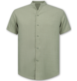 ENOS Linnen Look Zomerset Heren - Twinset - Linnen look Overhemd Heren - Zomer Broek Heren - MG-012 - KHAKI