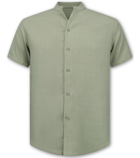 ENOS Linnen Look Zomerset Heren - Twinset - Linnen look Overhemd Heren - Zomer Broek Heren - MG-012 - KHAKI
