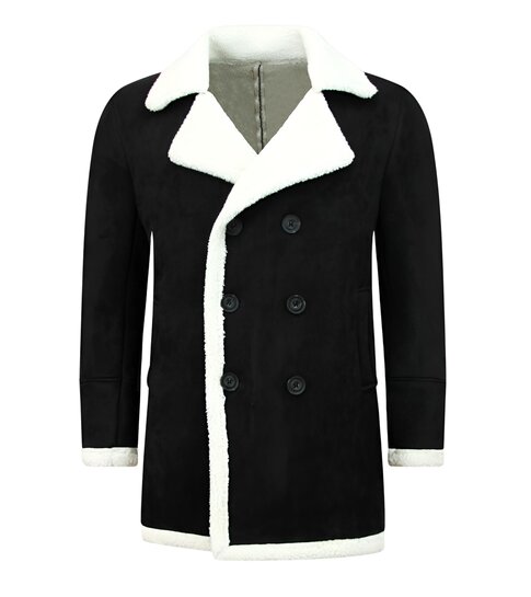 TONY BACKER Imitatie Bontjas Parka - Lammy Coat - 538ZNW - Zwart