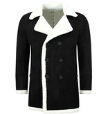 TONY BACKER Imitatie Bontjas Parka - Lammy Coat - 538ZNW - Zwart