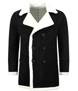 TONY BACKER Imitatie Bontjas Parka - Lammy Coat - 538ZNW - Zwart