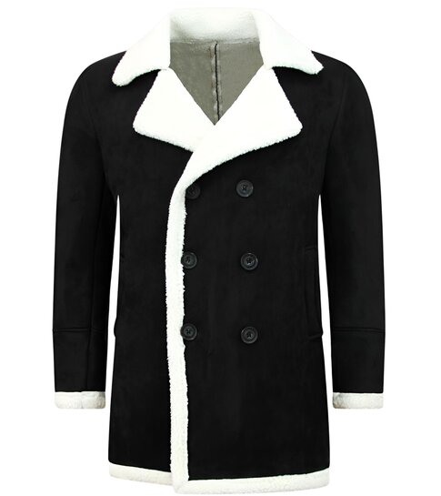 TONY BACKER Imitatie Bontjas Parka - Lammy Coat - 538ZNW - Zwart