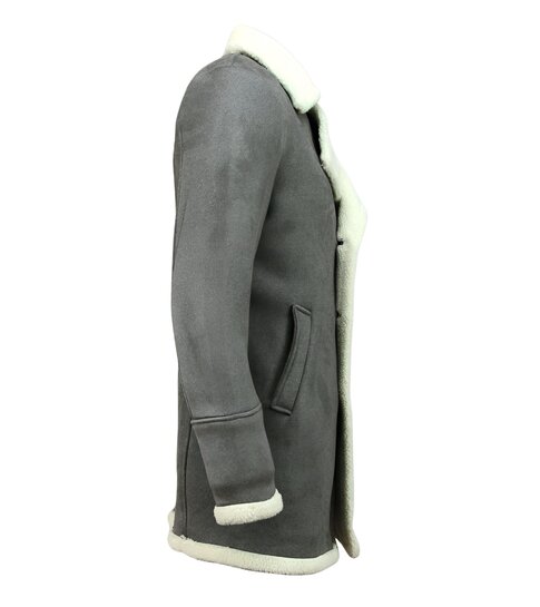 TONY BACKER Imitatie Bontjas Lang - Lammy Coat - 538GNW - Grijs