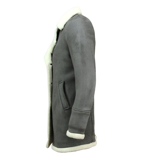 TONY BACKER Imitatie Bontjas Lang - Lammy Coat - 538GNW - Grijs