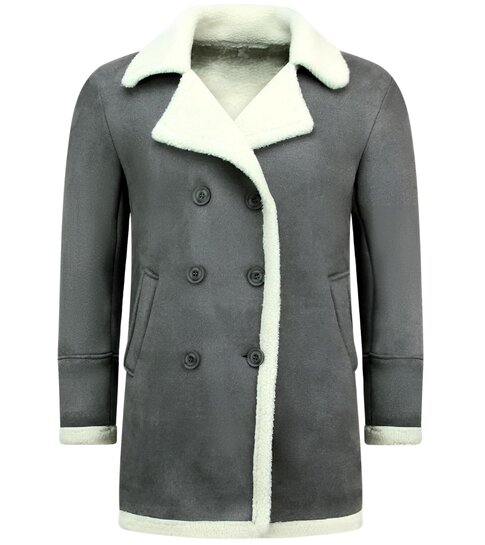 TONY BACKER Imitatie Bontjas Lang - Lammy Coat - 538GNW - Grijs