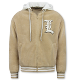 ENOS Teddy Jas Heren met Capuchon - Oversized Baseball Jacket  - Tussenjas Heren - 537 - Bruin