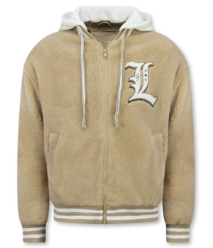 ENOS Teddy Jas Heren met Capuchon - Oversized Baseball Jacket  - Tussenjas Heren - 537 - Bruin