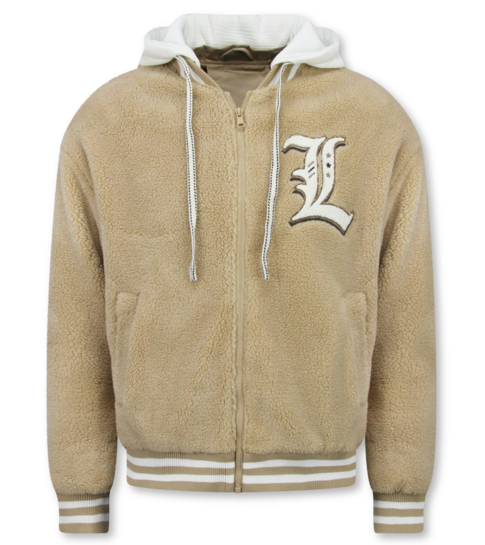 ENOS Teddy Jas Heren met Capuchon - Oversized Baseball Jacket  - Tussenjas Heren - 537 - Bruin