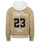 ENOS Teddy Jas Heren met Capuchon - Oversized Baseball Jacket  - Tussenjas Heren - 537 - Bruin