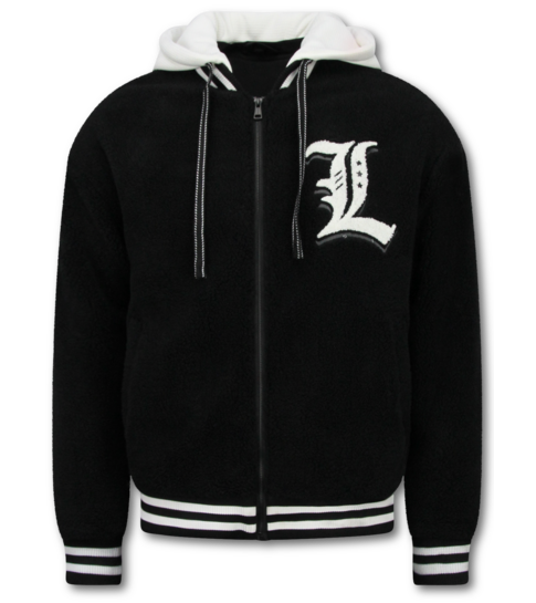 ENOS Oversized Baseball Jacket - Teddy Jas Heren met Capuchon - Tussenjas Heren - 537 - Zwart