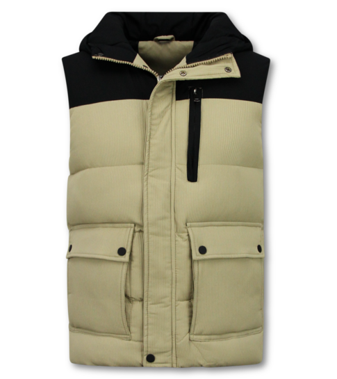 ENOS Bodywarmer Heren  - Heren Bodywarmer met  Capuchon - 901- Beige