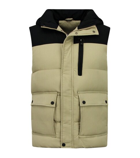 ENOS Bodywarmer Heren  - Heren Bodywarmer met  Capuchon - 901- Beige