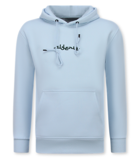 TRUE RISE Oversized Hoodie Heren met Capuchon - Algerie Print - Dik Geweven - 5816- Licht Blauw