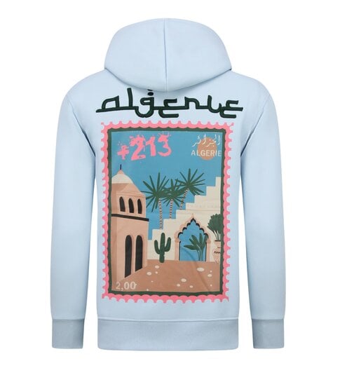 TopStar Oversized Hoodie Heren met Capuchon - Algerie Print - Dik Geweven - 5816- Licht Blauw