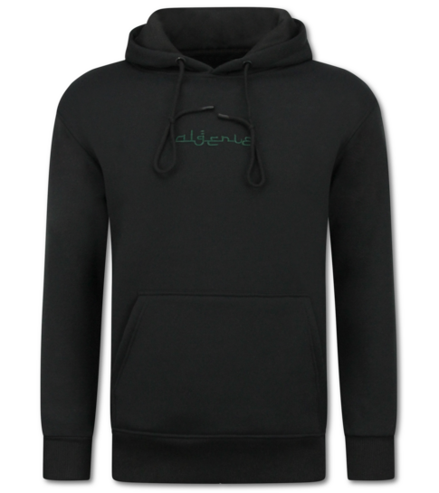 TRUE RISE Oversized Hoodie Heren met Capuchon - Algerie Print - Dik Geweven - 5816- Zwart