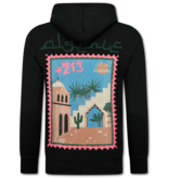 TRUE RISE Oversized Hoodie Heren met Capuchon - Algerie Print - Dik Geweven - 5816- Zwart