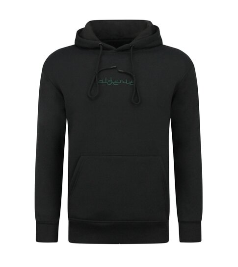 TRUE RISE Oversized Hoodie Heren met Capuchon - Algerie Print - Dik Geweven - 5816- Zwart
