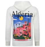 TRUE RISE Oversized Hoodie Heren met Capuchon - Algeria Print - Dik Geweven - 5813 - Wit