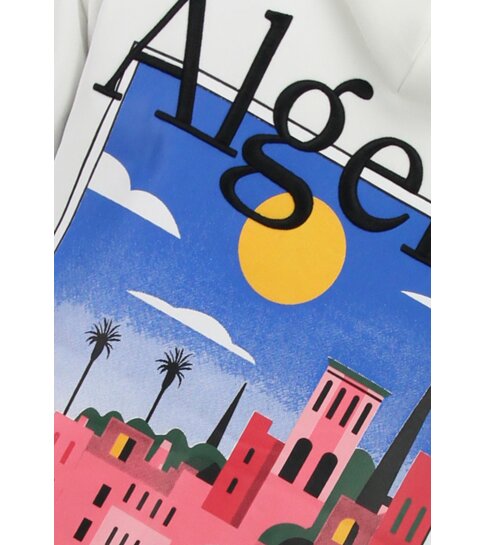 TRUE RISE Oversized Hoodie Heren met Capuchon - Algeria Print - Dik Geweven - 5813 - Wit