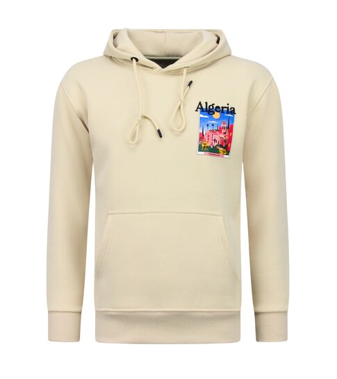 TRUE RISE Oversized Hoodie Heren met Capuchon - Algeria Print - Dik Geweven - 5813 - Bruin