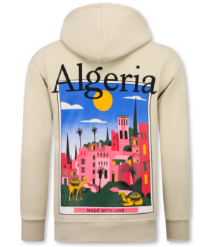 TRUE RISE Oversized Hoodie Heren met Capuchon - Algeria Print - Dik Geweven - 5813 - Bruin