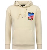 TRUE RISE Oversized Hoodie Heren met Capuchon - Algeria Print - Dik Geweven - 5813 - Bruin