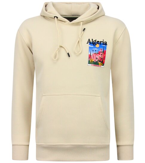 TRUE RISE Oversized Hoodie Heren met Capuchon - Algeria Print - Dik Geweven - 5813 - Bruin