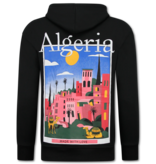 TRUE RISE Oversized Hoodie Heren met Capuchon - Algeria Print - Dik Geweven - 5813 - Zwart