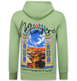 TRUE RISE Oversized Hoodie Heren met Capuchon - Maroc Print - Dik Geweven - 5818 - Groen
