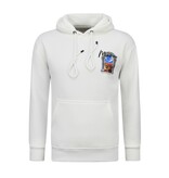 TRUE RISE Oversized Hoodie Heren met Capuchon - Maroc Print - Dik Geweven - 5818 - Wit