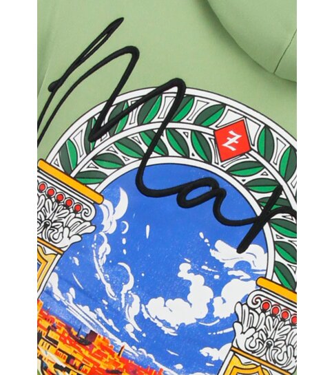 TRUE RISE Oversized Hoodie Heren met Capuchon - Maroc Print - Dik Geweven - 5818 - Groen