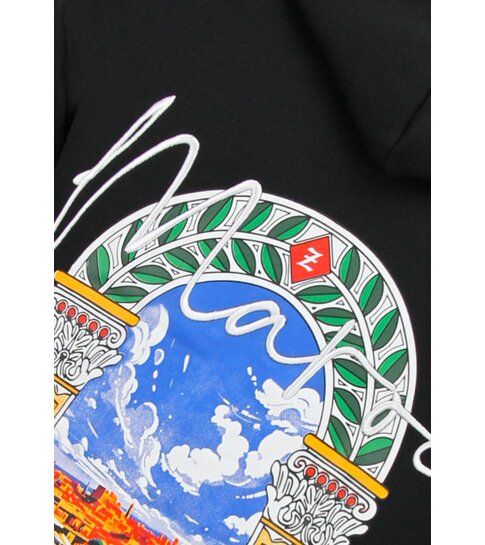 TRUE RISE Oversized Hoodie Heren met Capuchon - Maroc Print - Dik Geweven - 5818 - Zwart