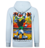 TRUE RISE Oversized Hoodie Heren met Capuchon - ICON Milano Print - Dik Geweven - 5812 - Licht Blauw