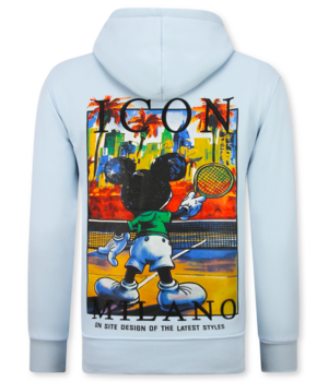 TRUE RISE Oversized Hoodie Heren met Capuchon - ICON Milano Print - Dik Geweven - 5812 - Licht Blauw