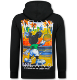 TRUE RISE Oversized Hoodie Heren met Capuchon - ICON Milano Print - Dik Geweven - 5812 - Zwart