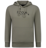 TRUE RISE Oversized Hoodie Heren met Capuchon - ICON Milano Print - Dik Geweven - 5812 - Donker Grijs
