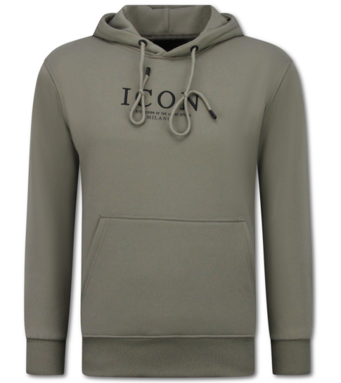 TRUE RISE Oversized Hoodie Heren met Capuchon - ICON Milano Print - Dik Geweven - 5812 - Donker Grijs
