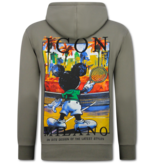 TRUE RISE Oversized Hoodie Heren met Capuchon - ICON Milano Print - Dik Geweven - 5812 - Donker Grijs