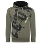 TRUE RISE Oversized Hoodie Heren met Capuchon - ICON Splatter - Dik Geweven - 5800 - Donker Grijs