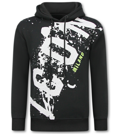 TRUE RISE Oversized Hoodie Heren met Capuchon - ICON Splatter - Dik Geweven - 5800 - Zwart