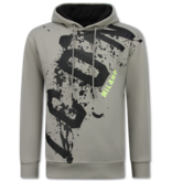 TRUE RISE Oversized Hoodie Heren met Capuchon - ICON Splatter - Dik Geweven - 5800 - Licht Grijs